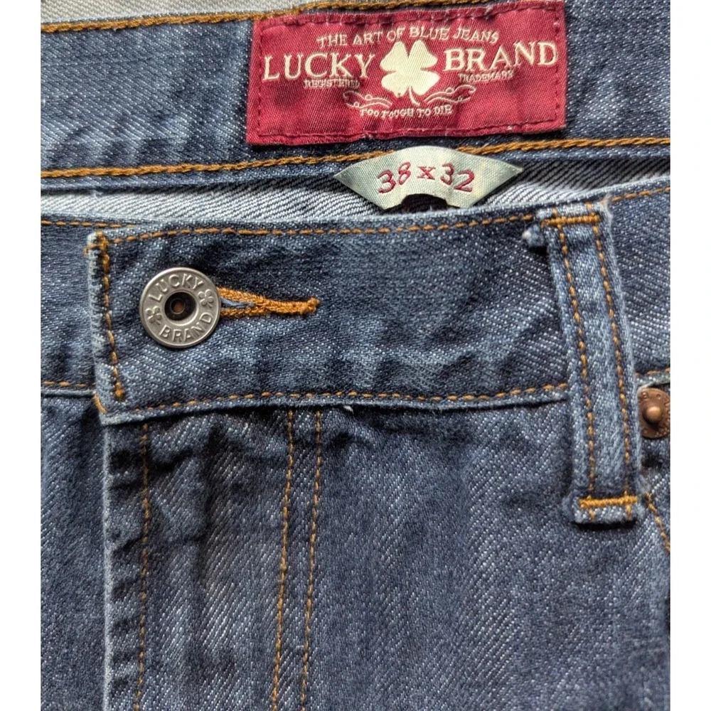 Lucky Brand 181 Relaxed Straight Mens Jeans 38x32 Blue Medium Wash Stretch Denim